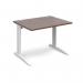 TR10 straight desk 1000mm x 800mm - white frame, walnut top T10WW