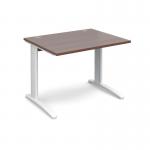 TR10 straight desk 1000mm x 800mm - white frame and walnut top