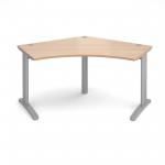 TR10 120 degree desk 1000mm x 1000mm x 600mm - silver frame and beech top