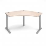 TR10 120 degree desk 1000mm x 1000mm x 600mm - silver frame and maple top