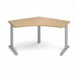 TR10 120 degree desk 1000mm x 1000mm x 600mm - silver frame and oak top