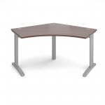 TR10 120 degree desk 1000mm x 1000mm x 600mm - silver frame and walnut top