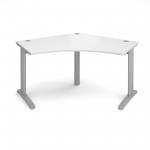 TR10 120 degree desk 1000mm x 1000mm x 600mm - silver frame and white top