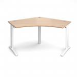 TR10 120 degree desk 1000mm x 1000mm x 600mm - white frame and beech top
