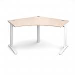 TR10 120 degree desk 1000mm x 1000mm x 600mm - white frame and maple top