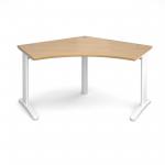 TR10 120 degree desk 1000mm x 1000mm x 600mm - white frame and oak top