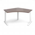 TR10 120 degree desk 1000mm x 1000mm x 600mm - white frame and walnut top