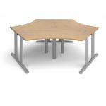 TR10 120 degree three desk cluster 2332mm x 2020mm - silver frame and oak top