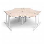 TR10 120 degree three desk cluster 2332mm x 2020mm - white frame and maple top