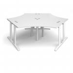 TR10 120 degree three desk cluster 2332mm x 2020mm - white frame and white top