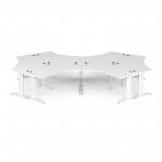 TR10 120 degree six desk cluster 4664mm x 2020mm - white frame and white top