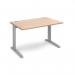 TR10 straight desk 1200mm x 800mm - silver frame, beech top T12SB