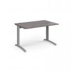 TR10 straight desk 1200mm x 800mm - silver frame and grey oak top