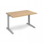 TR10 straight desk 1200mm x 800mm - silver frame and oak top