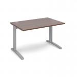 TR10 straight desk 1200mm x 800mm - silver frame, walnut top T12SW