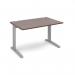 TR10 straight desk 1200mm x 800mm - silver frame, walnut top T12SW