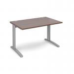 TR10 straight desk 1200mm x 800mm - silver frame and walnut top