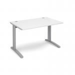 TR10 straight desk 1200mm x 800mm - silver frame, white top T12SWH