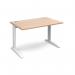 TR10 straight desk 1200mm x 800mm - white frame, beech top T12WB