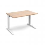 TR10 straight desk 1200mm x 800mm - white frame and beech top