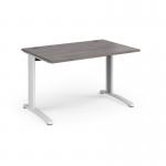 TR10 straight desk 1200mm x 800mm - white frame, grey oak top T12WGO