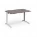 TR10 straight desk 1200mm x 800mm - white frame, grey oak top T12WGO