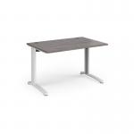 TR10 straight desk 1200mm x 800mm - white frame and grey oak top
