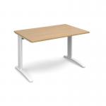 TR10 straight desk 1200mm x 800mm - white frame and oak top