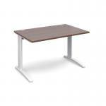 TR10 straight desk 1200mm x 800mm - white frame and walnut top
