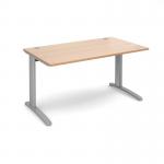 TR10 straight desk 1400mm x 800mm - silver frame and beech top