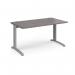 TR10 straight desk 1400mm x 800mm - silver frame, grey oak top T14SGO