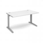 TR10 straight desk 1400mm x 800mm - silver frame, white top T14SWH