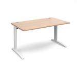 TR10 straight desk 1400mm x 800mm - white frame and beech top
