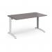 TR10 straight desk 1400mm x 800mm - white frame, grey oak top T14WGO