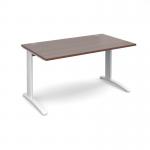 TR10 straight desk 1400mm x 800mm - white frame, walnut top T14WW