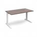 TR10 straight desk 1400mm x 800mm - white frame, walnut top T14WW