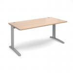 TR10 straight desk 1600mm x 800mm - silver frame, beech top T16SB