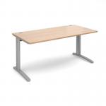 TR10 straight desk 1600mm x 800mm - silver frame and beech top