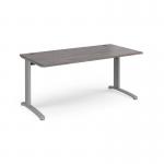 TR10 straight desk 1600mm x 800mm - silver frame and grey oak top