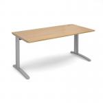 TR10 straight desk 1600mm x 800mm - silver frame, oak top T16SO