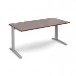 TR10 straight desk 1600mm x 800mm - silver frame, walnut top T16SW