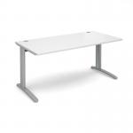 TR10 straight desk 1600mm x 800mm - silver frame, white top T16SWH