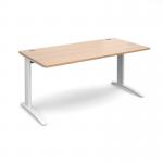 TR10 straight desk 1600mm x 800mm - white frame, beech top T16WB