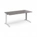 TR10 straight desk 1600mm x 800mm - white frame, grey oak top T16WGO