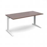 TR10 straight desk 1600mm x 800mm - white frame and walnut top
