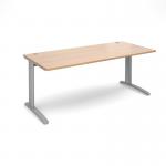 TR10 straight desk 1800mm x 800mm - silver frame, beech top T18SB