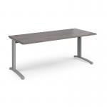 TR10 straight desk 1800mm x 800mm - silver frame, grey oak top T18SGO