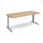 TR10 straight desk 1800mm x 800mm - silver frame, oak top T18SO