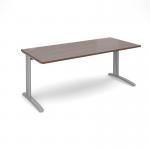 TR10 straight desk 1800mm x 800mm - silver frame, walnut top T18SW