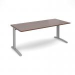 TR10 straight desk 1800mm x 800mm - silver frame, walnut top T18SW